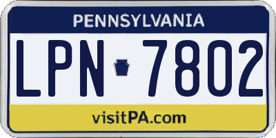 PA license plate LPN7802