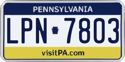 PA license plate LPN7803