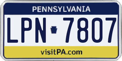 PA license plate LPN7807