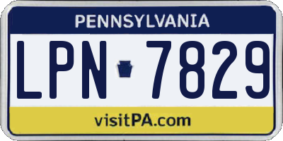 PA license plate LPN7829