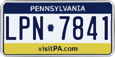 PA license plate LPN7841