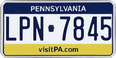 PA license plate LPN7845