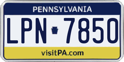 PA license plate LPN7850