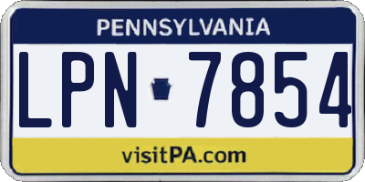 PA license plate LPN7854