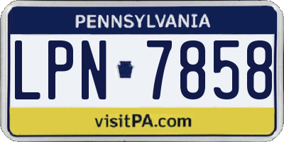 PA license plate LPN7858
