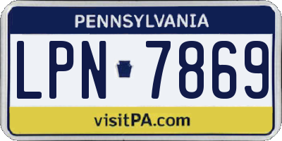 PA license plate LPN7869