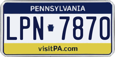 PA license plate LPN7870