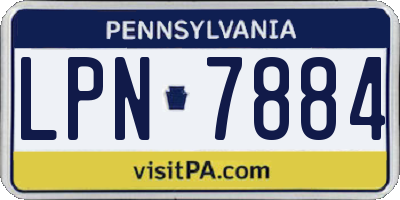 PA license plate LPN7884