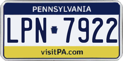 PA license plate LPN7922