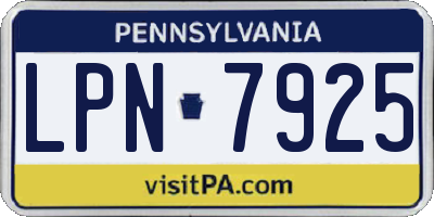 PA license plate LPN7925