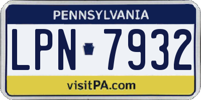PA license plate LPN7932