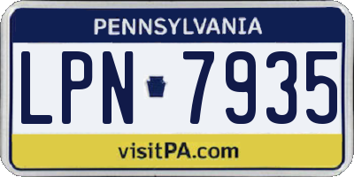 PA license plate LPN7935