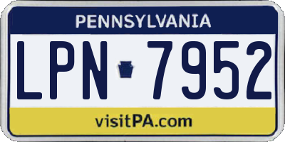 PA license plate LPN7952