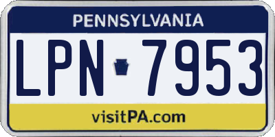 PA license plate LPN7953