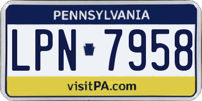 PA license plate LPN7958
