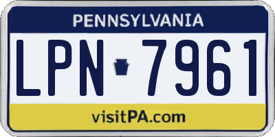 PA license plate LPN7961
