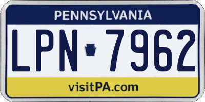 PA license plate LPN7962