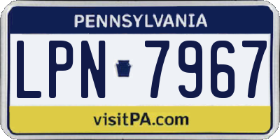 PA license plate LPN7967