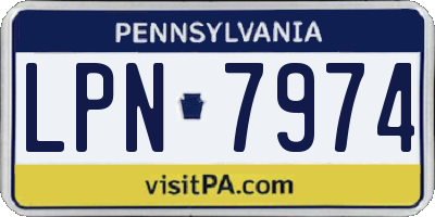 PA license plate LPN7974
