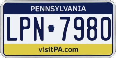 PA license plate LPN7980