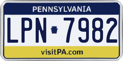 PA license plate LPN7982
