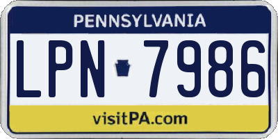 PA license plate LPN7986