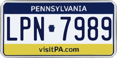 PA license plate LPN7989