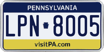 PA license plate LPN8005