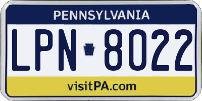 PA license plate LPN8022