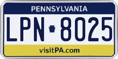 PA license plate LPN8025