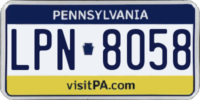 PA license plate LPN8058