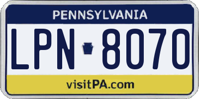 PA license plate LPN8070