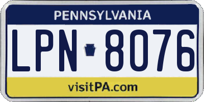 PA license plate LPN8076