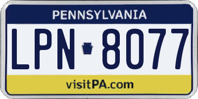 PA license plate LPN8077