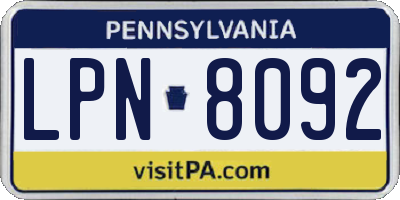 PA license plate LPN8092