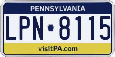 PA license plate LPN8115