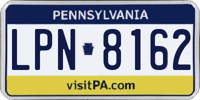 PA license plate LPN8162