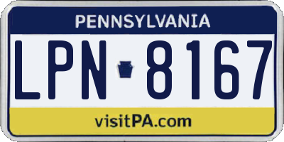 PA license plate LPN8167