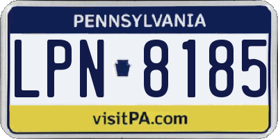 PA license plate LPN8185