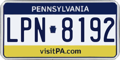 PA license plate LPN8192