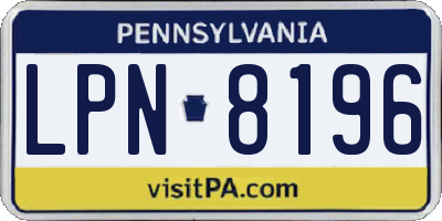 PA license plate LPN8196
