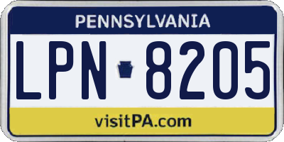 PA license plate LPN8205