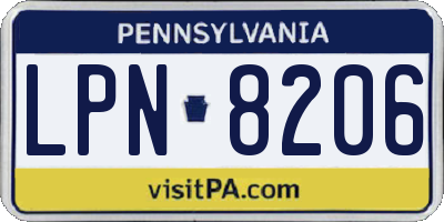 PA license plate LPN8206