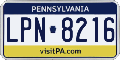 PA license plate LPN8216