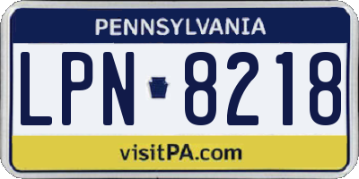 PA license plate LPN8218