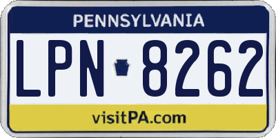 PA license plate LPN8262