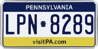 PA license plate LPN8289