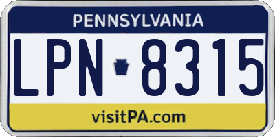 PA license plate LPN8315