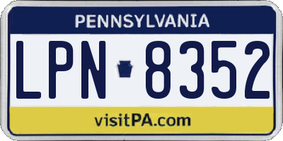 PA license plate LPN8352