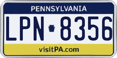 PA license plate LPN8356